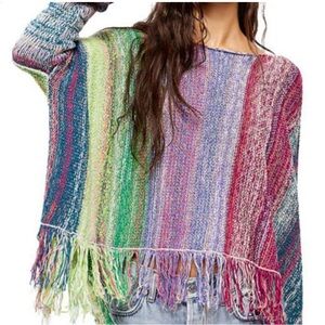 Free People Radiate Pullover Sweater Rainbow Brite Sz. Medium